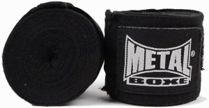 Bandes de boxe de couleur noire, longueur 4 mètres de la marque metal boxe